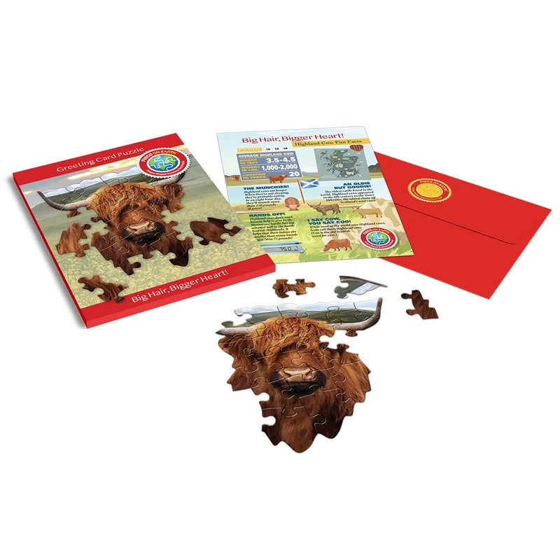 Madd Capp Highland Cow 20-Piece Jigsaw Puzzle Greeting Card
