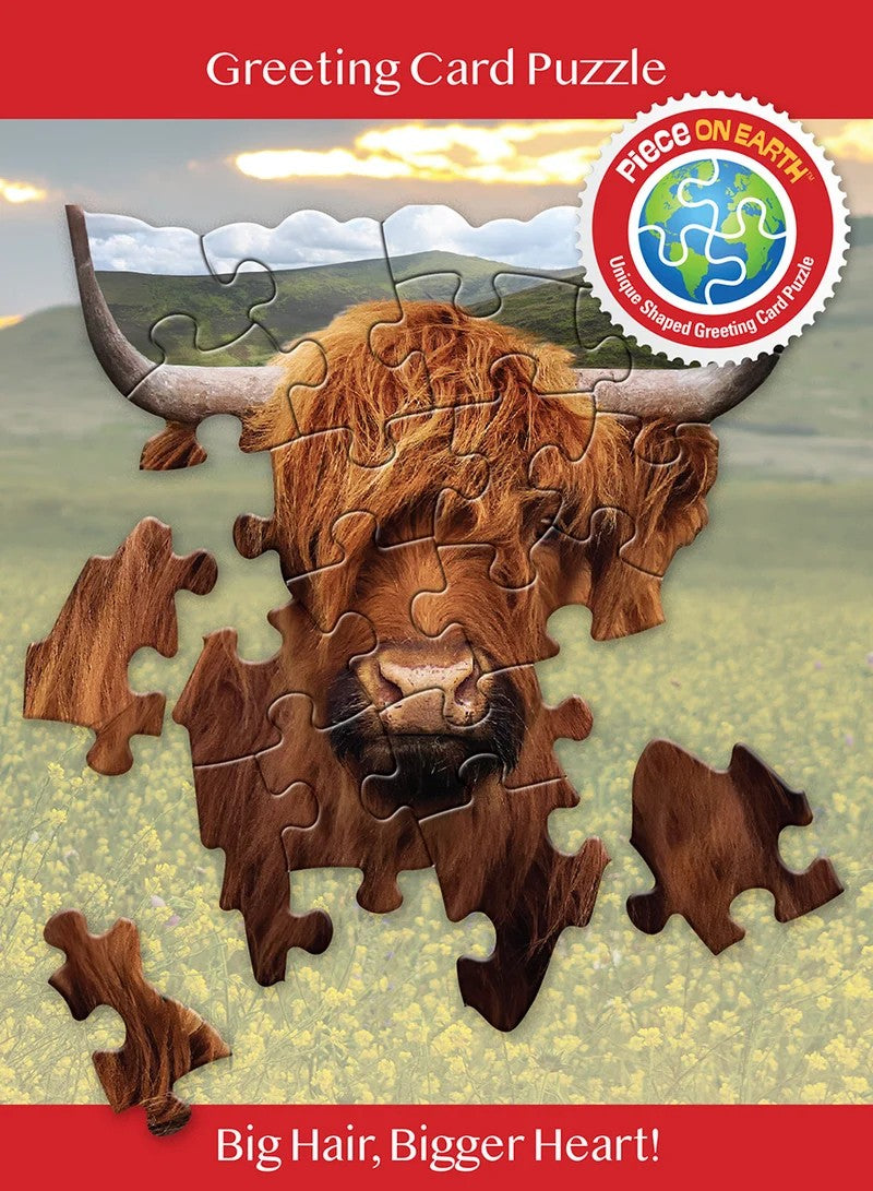 Madd Capp Highland Cow 20-Piece Jigsaw Puzzle Greeting Card