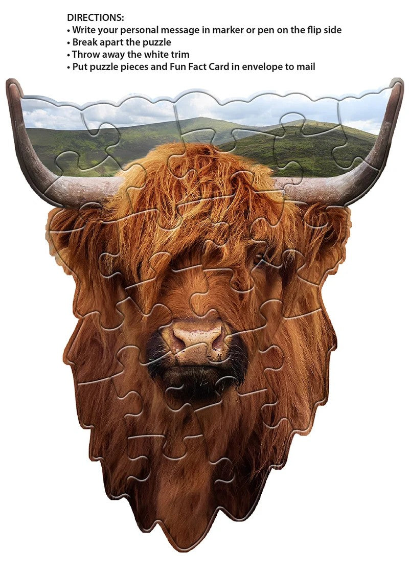 Madd Capp Highland Cow 20-Piece Jigsaw Puzzle Greeting Card