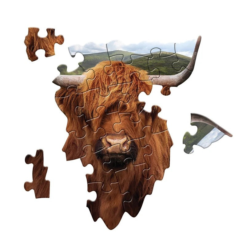 Madd Capp Highland Cow 20-Piece Jigsaw Puzzle Greeting Card