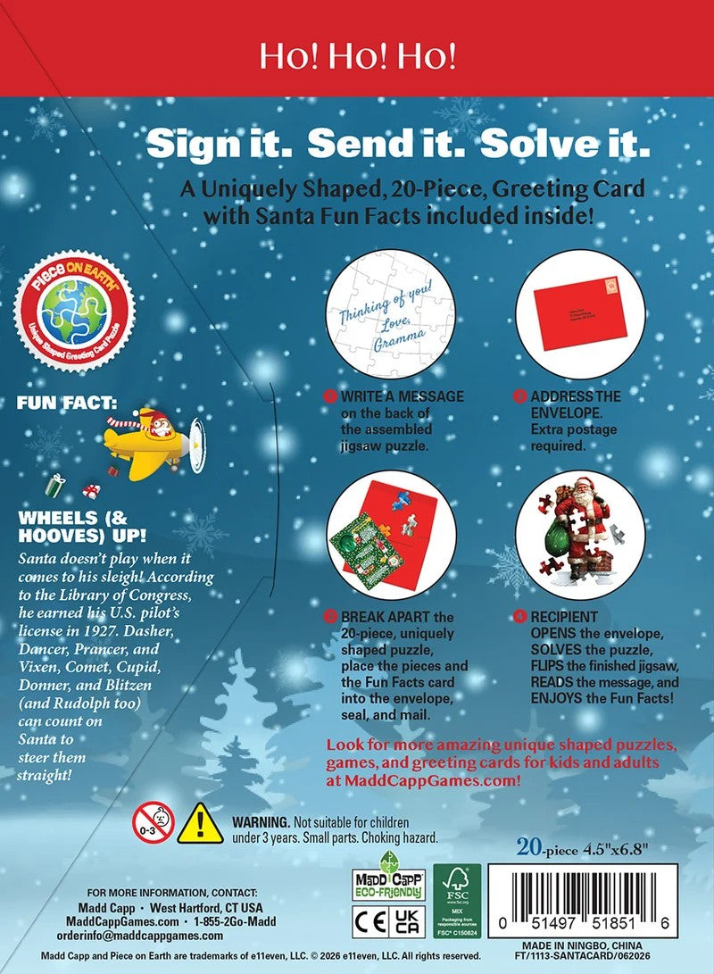 Madd Capp Santa 20-Piece Jigsaw Puzzle Greeting Card