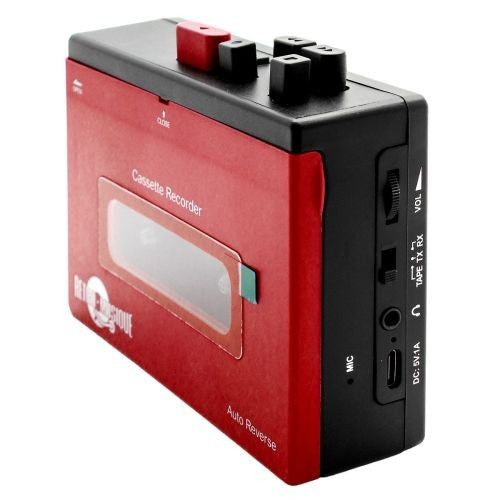 Red Retro Cassette Player with Bluetooth & Cassette Recorder