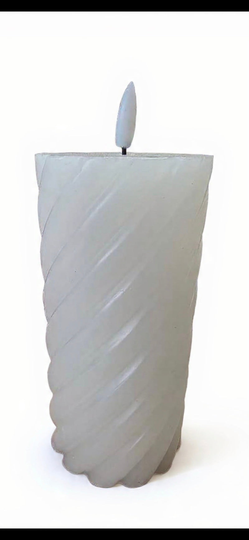 Swirl Chunky Pillar LED Candle – Cream 15 cm | Flameless Wax Candle with Swirl Texture