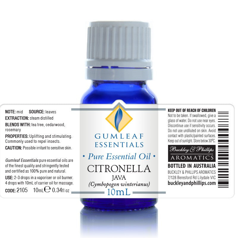 Australian Made Citronella Java Essential Oil – Buckley & Phillips