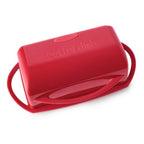 Red Butter Dish with Attached Flip-Top Lid & Spreader