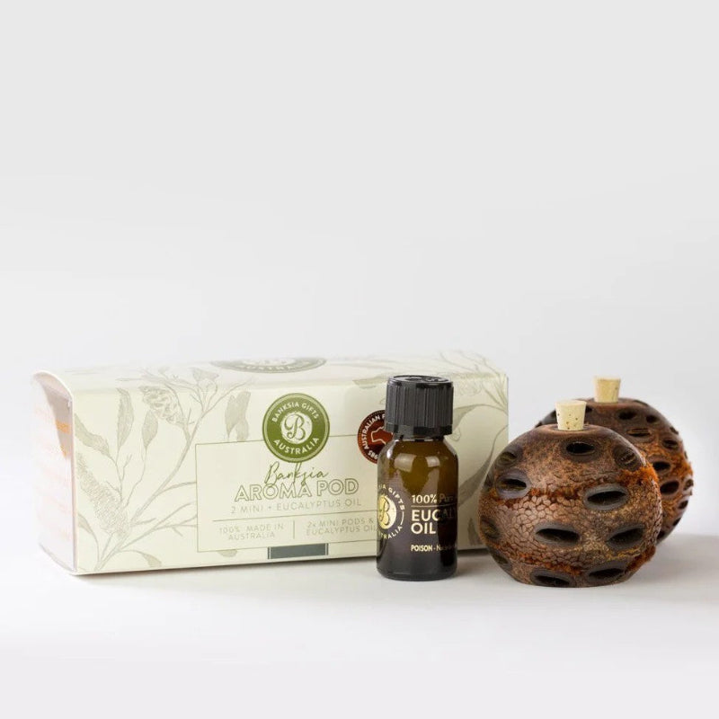 Banksia Double Mini Gift Box – 2 Mini Aroma Pods + Eucalyptus Oi