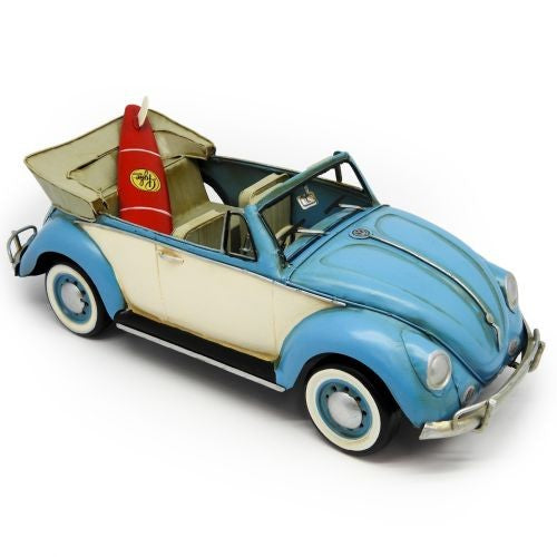 Officially Licensed VW Metal Convertible with Surfboard Blue 34x13x12cm