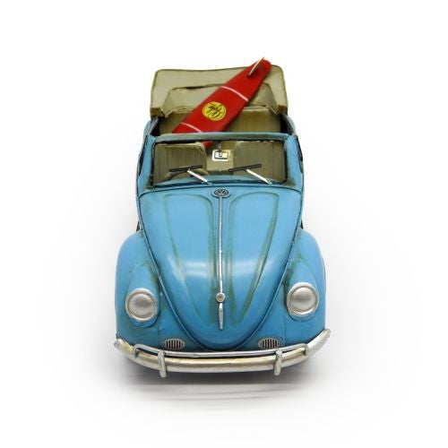 Officially Licensed VW Metal Convertible with Surfboard Blue 34x13x12cm