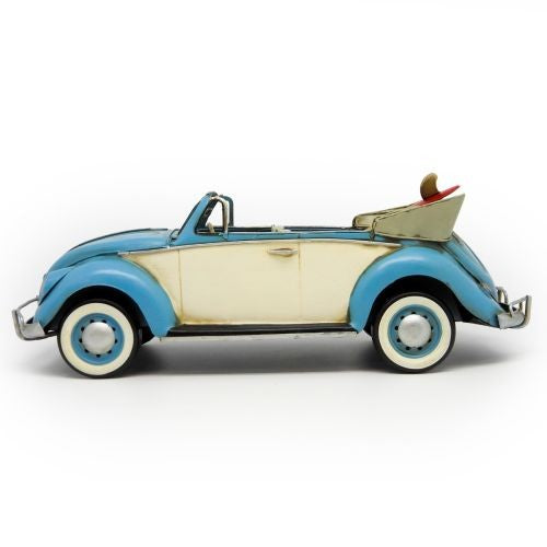 Officially Licensed VW Metal Convertible with Surfboard Blue 34x13x12cm