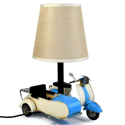 USB Powered LED Scooter & Sidecar Lamp – Blue 18 x 15 x 26cm