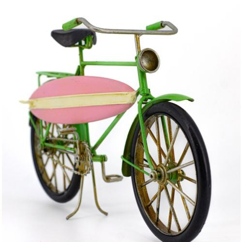 Bicycle with Surfboard Metal Collectable – Green
