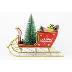 Christmas Sled with Tree Metal Collectable – Red & Green