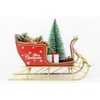Christmas Sled with Tree Metal Collectable – Red & Green
