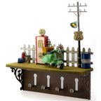 Petrol Pump Shelf Hanging Wall Decor with Hooks 31 x 9 x 33.5cm