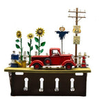 Red Truck Shelf Hanging Wall Decor with Hooks 31 x 9 x 34.5cm