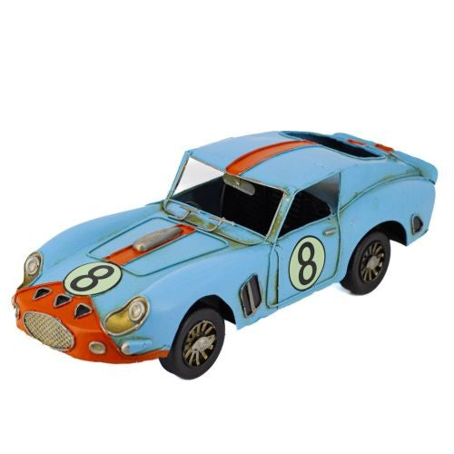 No. 8 Racer Blue Metal Collectable 31 x 12 x 9cm