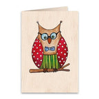 Cozywood Owlet Wooden Greeting Card 11 x 16cm & Envelope