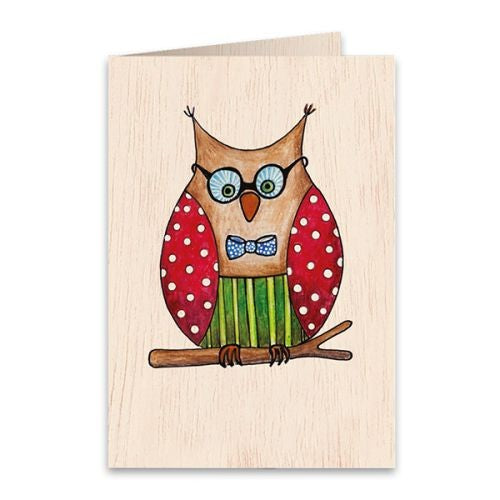 Cozywood Owlet Wooden Greeting Card 11 x 16cm & Envelope