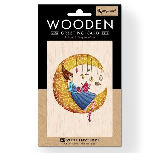 Cozywood Never Stop Dreaming Wooden Greeting Card 11 x 16cm