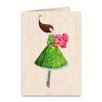 Cozywood Flowers Wooden Greeting Card 11 x 16cm