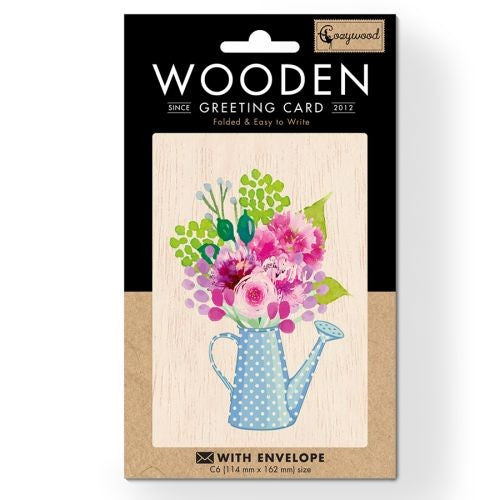 Boyle Wooden Greeting Card – Watering Can 11 x 16cm