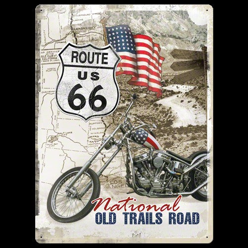 Nostalgic-Art Route 66 Easy Rider Metal Sign – Vintage Motorcycle Wall Decor 30 x 40cm