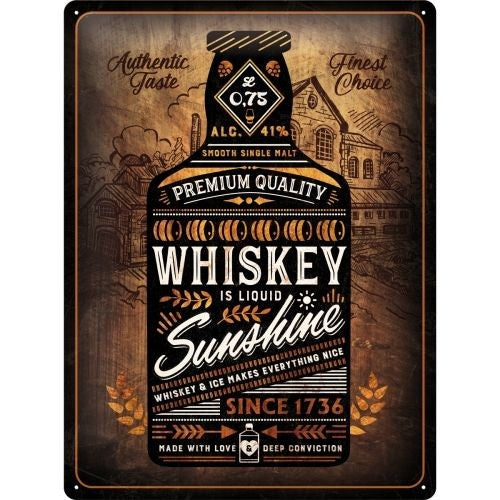 Nostalgic-Art Whiskey Sunshine Metal Sign – Vintage Bar Decor 30 x 40cm