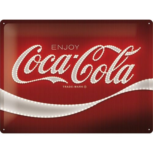 Nostalgic-Art Coca-Cola Logo Red Lights Metal Sign – Vintage Wall Decor 30 x 40cm