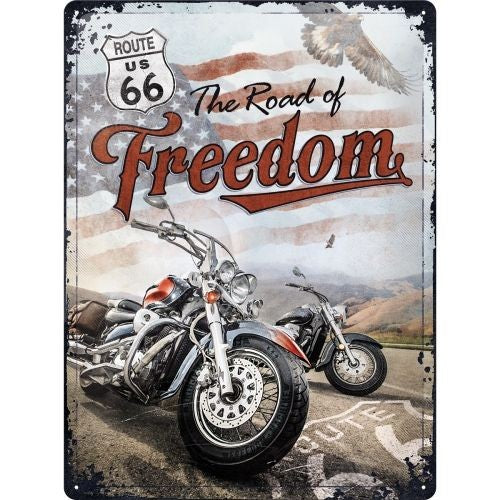Nostalgic-Art Route 66 Freedom Metal Sign – Vintage Wall Decor 30 x 40cm