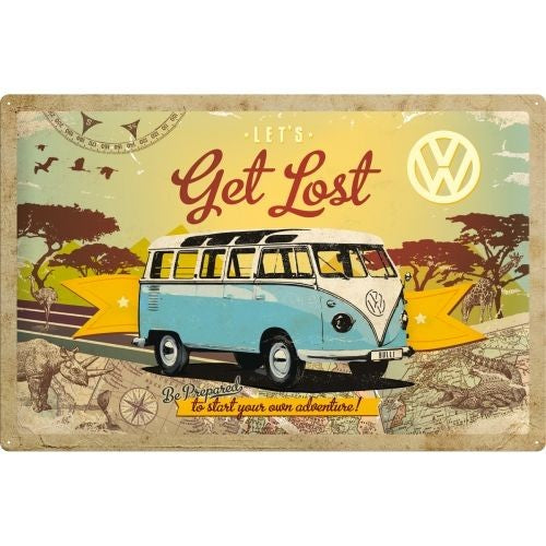 Nostalgic-Art VW Let's Get Lost XL Metal Sign – Vintage Wall Decor 40 x 60cm