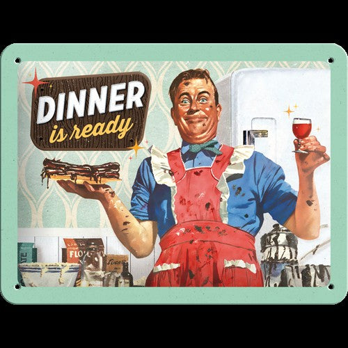 Nostalgic-Art Dinner Is Ready Small Metal Sign 15 x 20cm