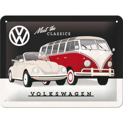 Nostalgic-Art VW Meet the Classics Metal Sign – Vintage Volkswagen Wall Decor 15 x 20cm