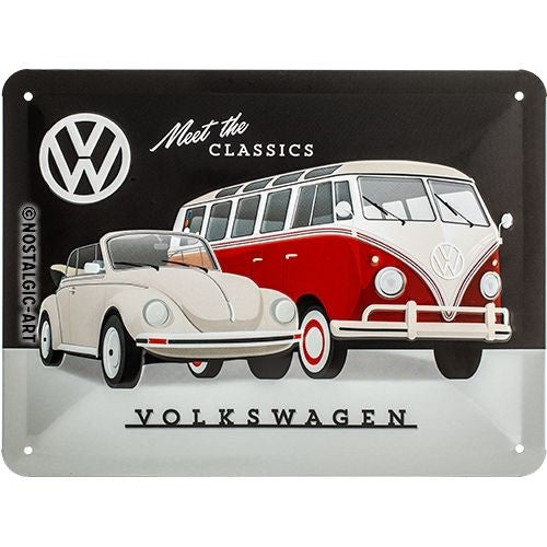 Nostalgic-Art VW Meet the Classics Metal Sign – Vintage Volkswagen Wall Decor 15 x 20cm