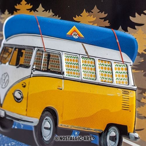 VW Bulli Let's Get Away Night Metal Sign – Vintage Campervan Wall Decor 15 x 20cm