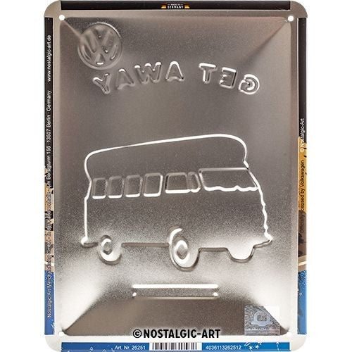 VW Bulli Let's Get Away Night Metal Sign – Vintage Campervan Wall Decor 15 x 20cm