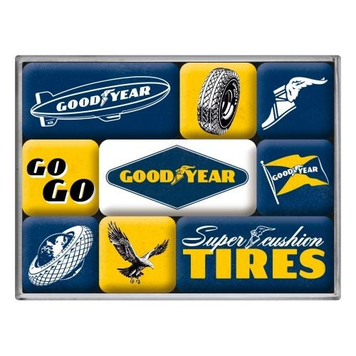 Nostalgic-Art Goodyear Logos 9pc Magnet