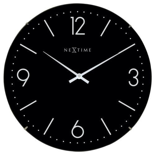 NeXtime Basic Dome Black Wall Clock 35cm Silent Sweep