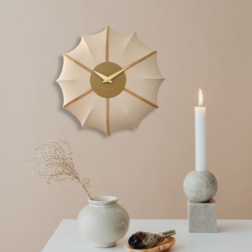 NeXtime Ultimo Champagne Fabric Wall Clock 50cm Silent