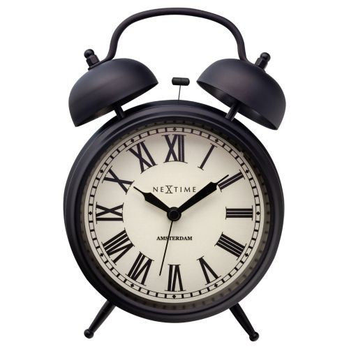 NeXtime Amsterdam Metal Alarm Clock – Black 15 x 21 x 7cm