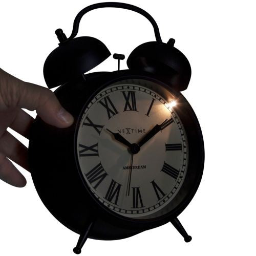 NeXtime Amsterdam Metal Alarm Clock – Black 15 x 21 x 7cm