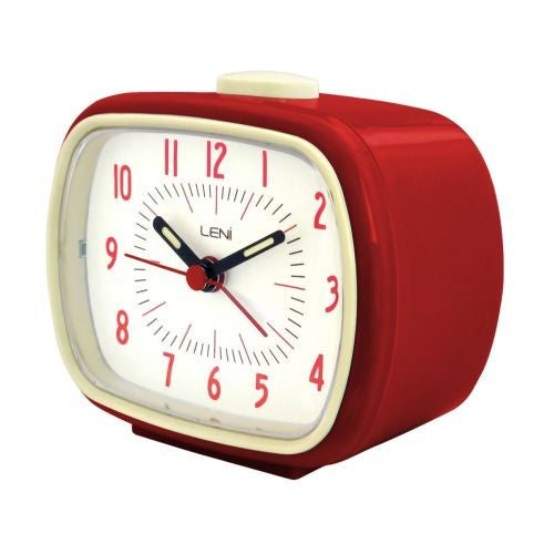 Leni Retro Alarm Clock – Red Vintage Style 9 x 11 x 6cm