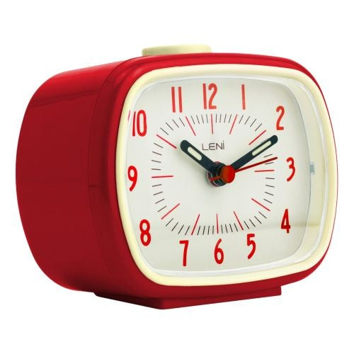 Leni Retro Alarm Clock – Red Vintage Style 9 x 11 x 6cm