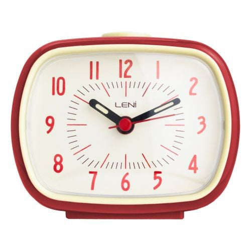 Leni Retro Alarm Clock – Red Vintage Style 9 x 11 x 6cm