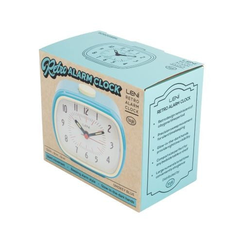 Leni Retro Alarm Clock – Smokey Blue Vintage Style 9 x 11 x 6cm