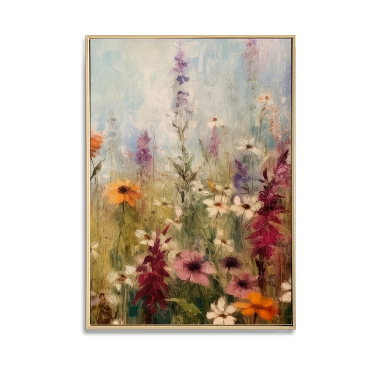 Flower Fields B – Brushed Canvas Print – Light Natural Frame