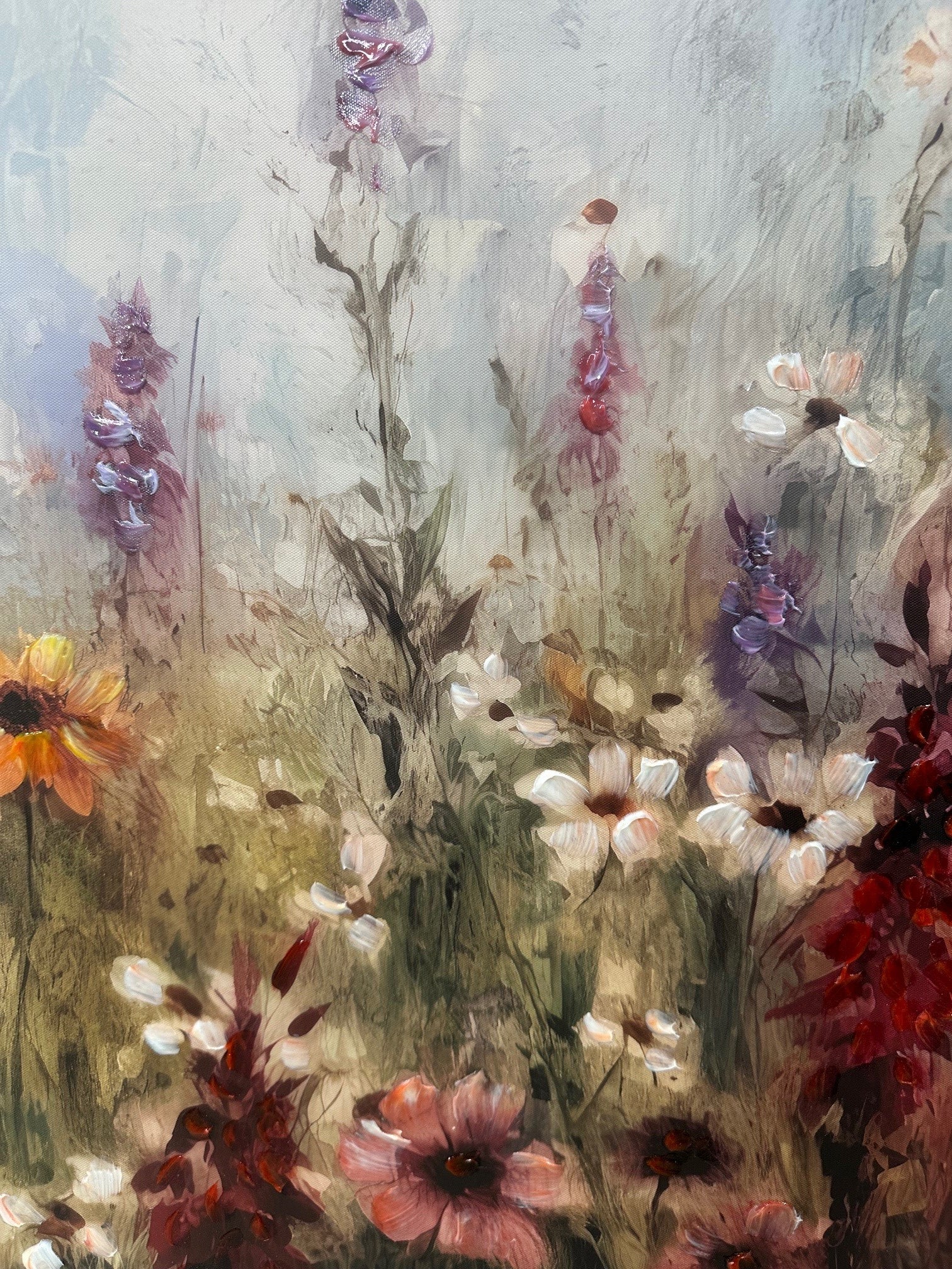 Flower Fields B – Brushed Canvas Print – Light Natural Frame