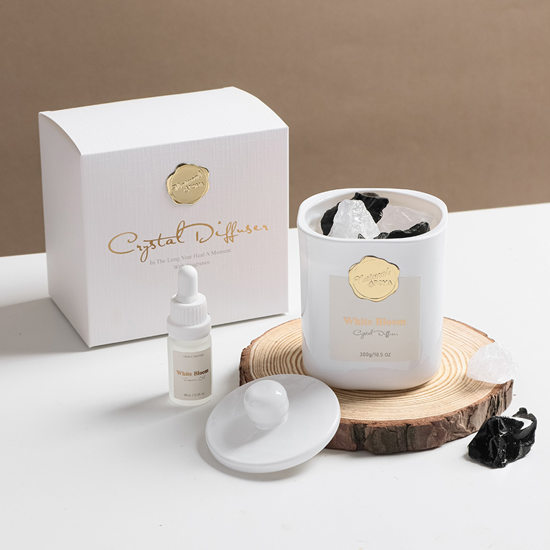 Aroma Crystal White – Diffuser Crystal & Essential Oil Set