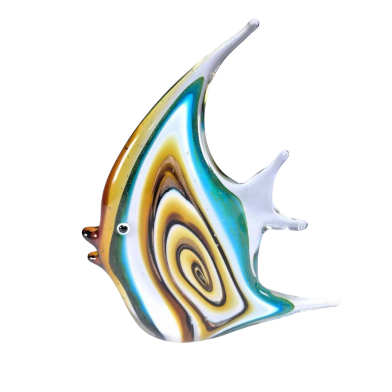 Art Glass Angel Fish Figurine – Hand-Blown Coastal Glass Sculpture