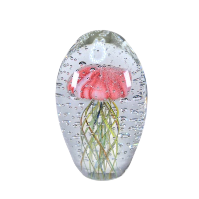 Art Glass Jellyfish Figurine – Medium Hand-Blown Glass