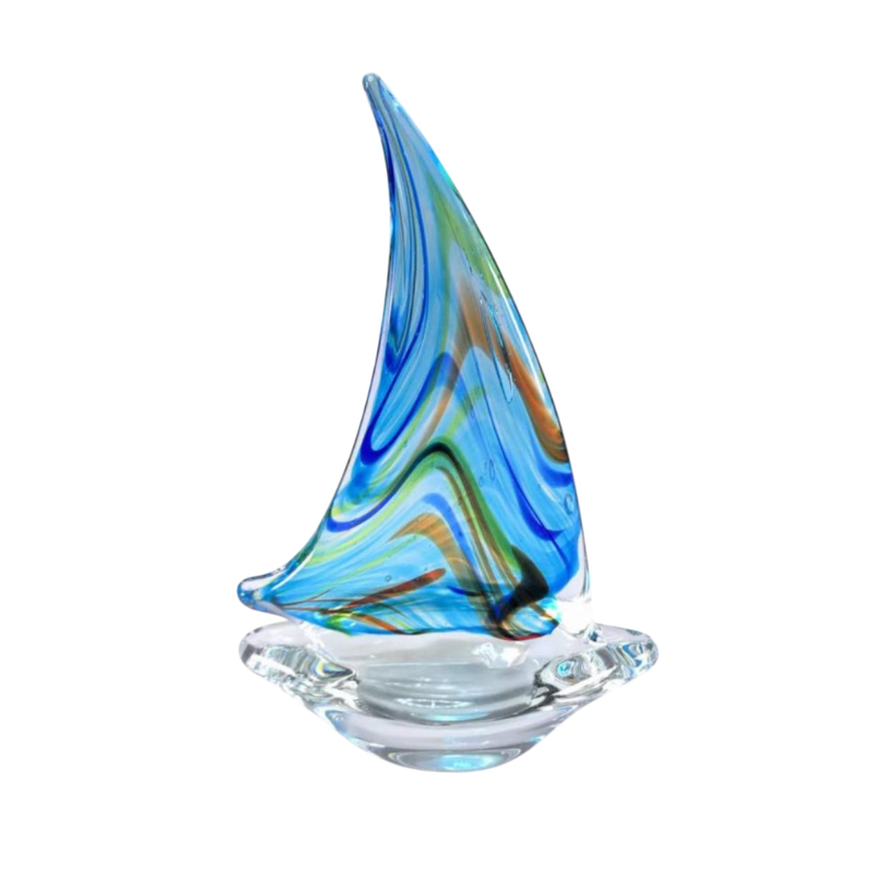Art Glass Sailboat Figurine – Hand-Blown Nautical Sculpture